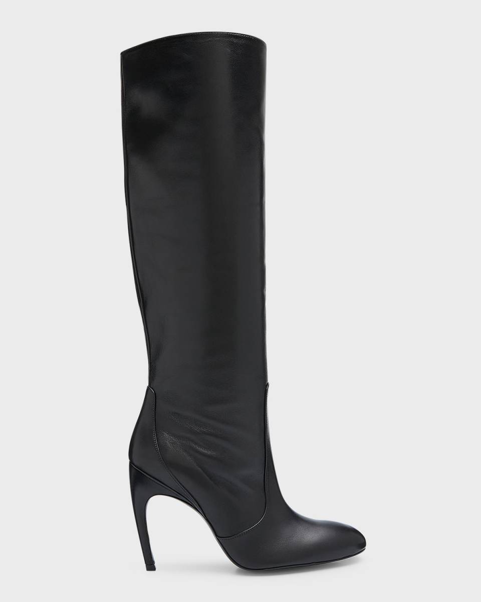 Luxecurve Slouchy Leather Stiletto Knee Boots